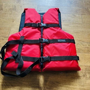 Onyx General Purpose Universal Fit PFD Life Jacket - Adult - Red - Picture 1 of 6