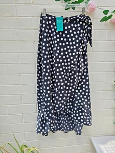 size 16 hm skirt black polkadot midi length summer skirt - Picture 1 of 4