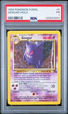 PSA 1 PR 1999 Pokemon Fossil Gengar Holo 5/62 Holo Foil Rare WOTC Unlimited - Image 1 of 2