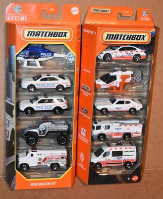 Matchbox MBX RESCATE V & MBX RESCATE III PAQUETE DE 5 LOTE DE 2 NUEVO Foto 1 de 4