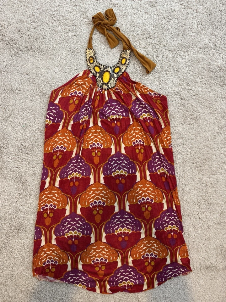 Vestido recto estampado cuello halter T Bags Los Angeles talla L Foto 1 de 4