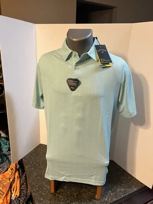 Callaway Opti Dri Eco 男式高尔夫衬衫绿色白色格子小号聚乙烯混纺全新带标签 — 第 1/4 张图片