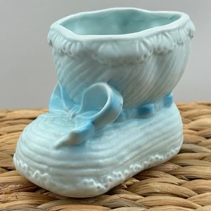 Vintage Baby Bootie Blue 1964 INARCO Cleveland OH Ceramic Nursery Baby Shower - Picture 1 of 8