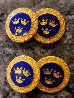 Gemelos CC Sporrong Estocolmo Real Orden de Suecia 3 Coronas Esmalte Azul y Dorado Foto 1 de 4