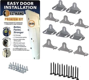 Premium Door Installation Kit w/ 11 Brackets & Screws Heavy Duty - Picture 1 of 5