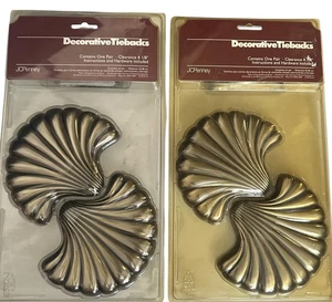 Set of 2 Brass Silver Tone Curtain Tie Backs Sea Shells Coast Beach Home Decor - Picture 1 of 4