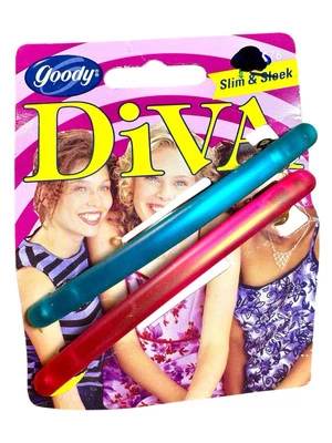 Paquete de 2 pasadores de pelo Goody Diva de 4" de moda - 2001 nuevo stock antiguo azul y rosa Y2K Foto 1 de 4