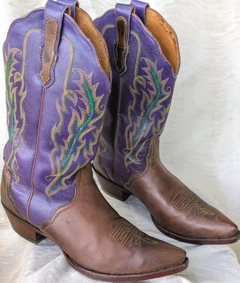 Botas vaqueras para mujer Nocona de cuero púrpura 10B, raras, excelente estado vintage Foto 1 de 4