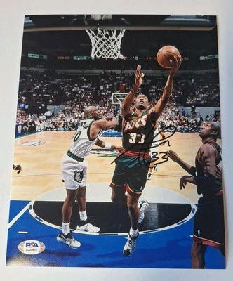 Foto autografiada firmada por Hersey Hawkins 8X10 certificado de autenticidad PSA/ADN #AJ20851 Foto 1 de 2