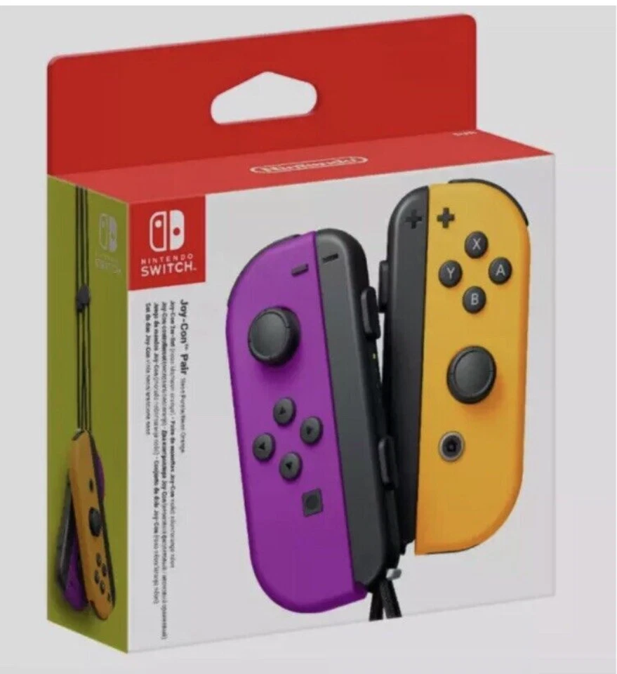 Nintendo Switch Joy-Con Coppia Controller Viola Neon/Arancione Originale JoyCon - Immagine 1 di 1