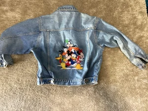 Vtg Disney Store Denim Jacket Youth Medium Embroidered Mickey Mouse and Friends - Picture 1 of 4