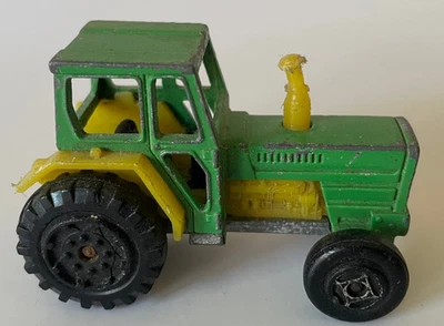 老式 Majorette 拖拉机 208 Mecfor 1/65 绿色黄色压铸农场玩具法国 — 第 1/4 张图片