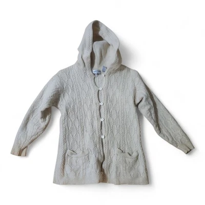  Винтажный Jeanne Pierre шерсти Angora смесь с капюшоном кардиган женщин размер M жемчуг с заклепками - Изображение 1 из 4