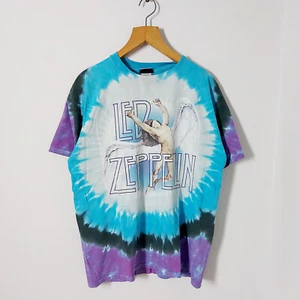 Vintage Led Zeppelin Shirt Mens XLarge Big Tie Dye US Tour 1975 Liquid Blue - Picture 1 of 6