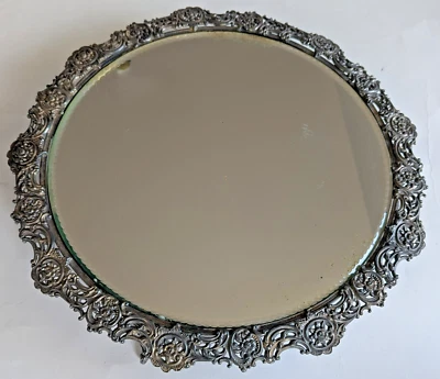 Victorian Silverplate Mirror Plateau 17.5" Diameter Meriden Signed Antique - Image 1 of 4