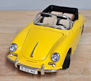 BURAGO 1/18 PORCHE 356B 1961 YELLOW CONVERTIBLE LOOSE - Picture 1 of 6