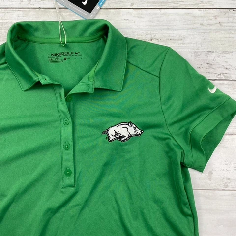 Nike Golf Arkansas Razorbacks Polo Womens Medium Short Sleeve Green Cover