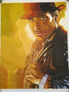 Indiana Jones olio su tela 2016 a mano alta qualita' Certificato di autenticita - Picture 1 of 12