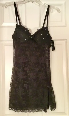 Sujetador con cuentas de encaje negro Rampage Intimates talla M lencería con aros NUEVO Foto 1 de 4