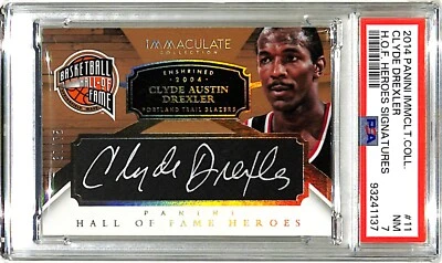 2014 Panini Immaculate Coll. CLYDE DREXLER Signed Card #11 Graded PSA 7 Slabbed - Image 1 of 2