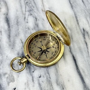 Vintage WWII Brass Pocket Compass Handheld Field Gear Schwab - Picture 1 of 4