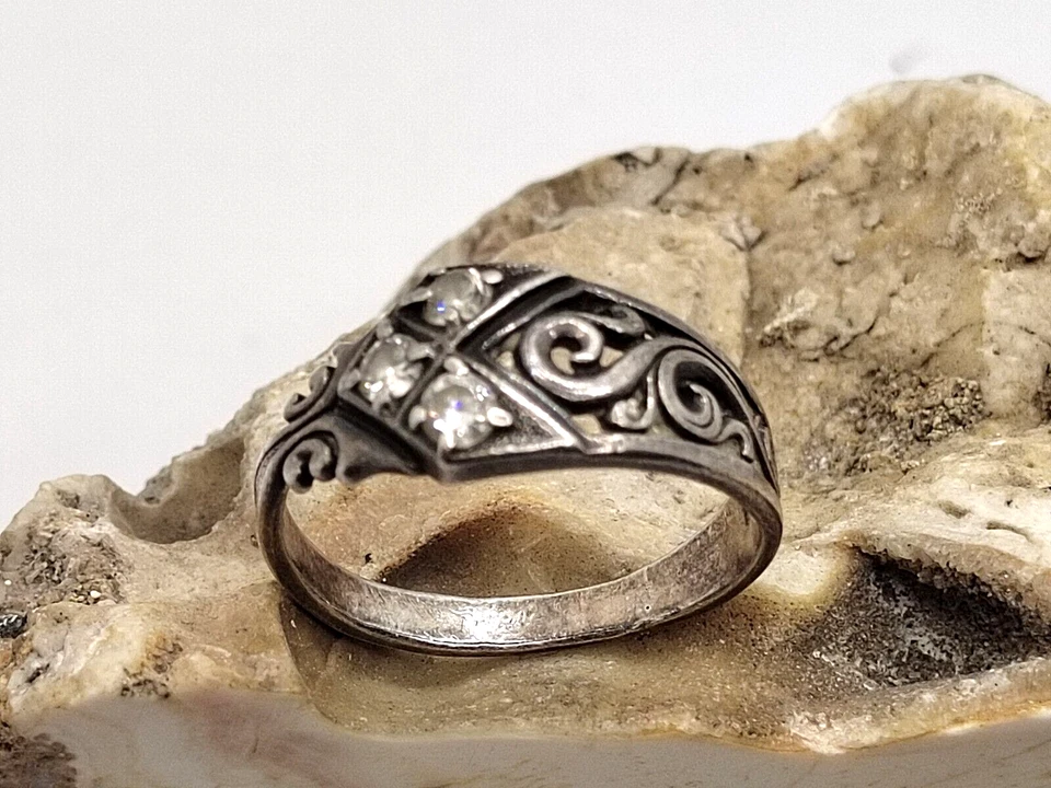 Wunderschöner Silberring 925 mit Edelsteinen GR.58, - Bild 1 von 4