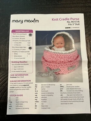 MARY MAXIM Knit Cradle Purse +  5" Doll KIT - Image 1 of 2