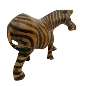 Hand Carved Hand Painted Wooden Zebra Figurine African Art. - Picture 1 of 8