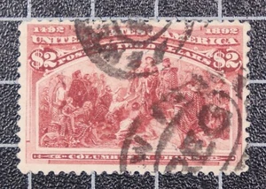 Scott 242 - $2.00 Columbian - Used - Nice Stamp - SCV - $550.00 - Picture 1 of 2