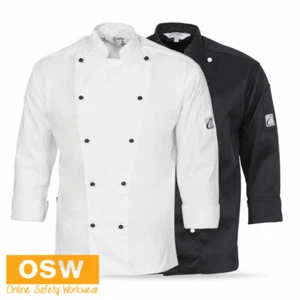 Mens Womens Black/White CHEF LONG SLEEVE Hospitality Restaurant Cafe Jacket 1102 - Foto 1 di 4