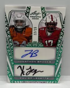 Jonathan Brooks Xavier Legette 2024 Leaf Trinity /15 Dual Auto #DA-15 Panthers - Picture 1 of 2