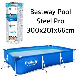 Bestway Steel Pro Pool 300x201x66cm mit Metallrahmen Schwimmbecken 300 x 200