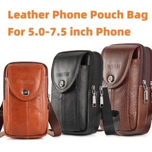 Bolso Cinturón Cuero Hombro Bandolera Cintura Funda Paquete Estuche Teléfono Bolsa para Hombres - Imagen 1 de 14