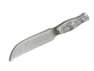 Cuchillo de pastel de vidrio transparente vintage Dur-x hecho en EE. UU. mango estrella algunas muescas en hoja - Imagen 1 de 11