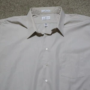 Van Heusen Tan Brown Wrinkle Free Poplin Solid Dress Button Shirt Men's 20 Big - Picture 1 of 7