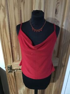 Dorothy Perkins Size 14 strappy Top, cowl neck, in Red with tiny sequins , NWT