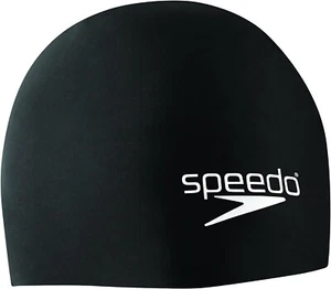 Speedo Unisex One Size Black Solid Silicone Cap Hat - Picture 1 of 5