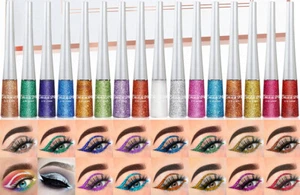 Colorful Glitter Waterproof Eyeshadow Liquid Eyeliner Shimmer Metallic Eye liner - Picture 1 of 23