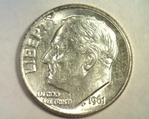 1961-D ROOSEVELT DIME UNCIRCULATED UNC. NICE ORIGINAL COIN BOBS COINS 99c SHIP - Picture 1 of 2