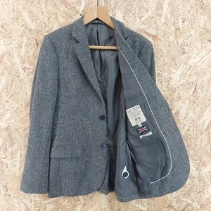 36R JACK WILLS x MOON Tweed Blazer Jacket Mens Grey Lambs Wool - Picture 1 of 12