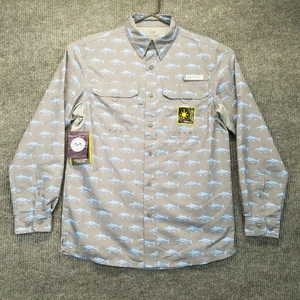 Realtree Fishing Shirt Mens Small S Gray Fish All Over Print Button Down Vented - Picture 1 of 19