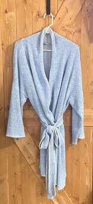 Bata de punto Boucle Soft Surroundings grande azul jaspeado con cinturón acogedora envoltura de salón Foto 1 de 4