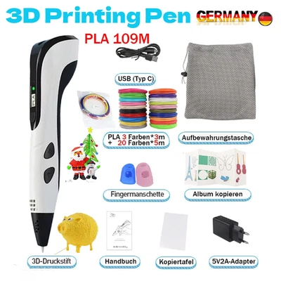 ⭐Kinder DIY 3D Stifte Set 3D Druckstift 20Farben 109m PLA Filament 3DPrinting DE - Bild 1 von 4