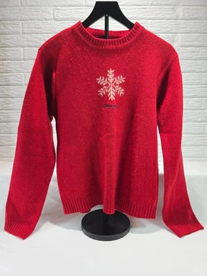 Vintage Aeropostale Wool Sweater Ladies Red Crew Neck Snowflake Holiday Size L - Image 1 of 4
