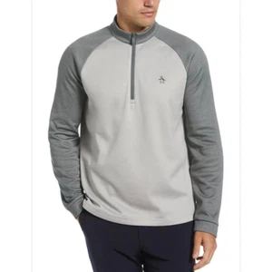 ORIGINAL PENGUINMen's 1/4 Zip Raglan Color Block Pullover Gray Size XL - Picture 1 of 9