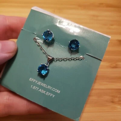 SALE Blue Rhinestone Earrings and Necklace Set by Effy NWT - Image 1 of 4