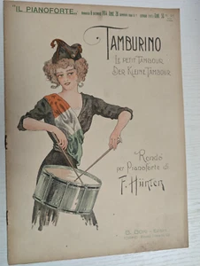 Spartito Antico Illustrato Tamburino F Hunten Piano Gori Torino inizio xx sec - Imagen 1 de 2