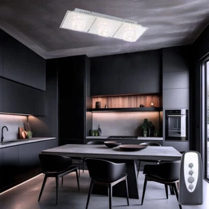 Plafoniera Luce Sala da Pranzo Vetro Telecomando Argento LED 59,5 CM - Foto 1 di 7