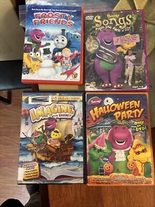 Set Of 4 Barney The Purple Dinosaur DVD Movies Frosty Friends Imagine Halloween  - Picture 1 of 1
