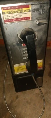 Cabina Telefónica Pública Teléfono Original Moneda Pulsador Antiguo Foto 1 de 4
